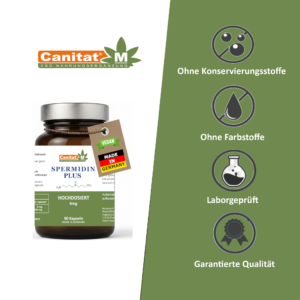 Alternative view of Spermidin Plus Kapseln 6mg | CANITAT M | 90 Kapseln | Hochdosiertes Spermidin aus Weizenkeimextrakt