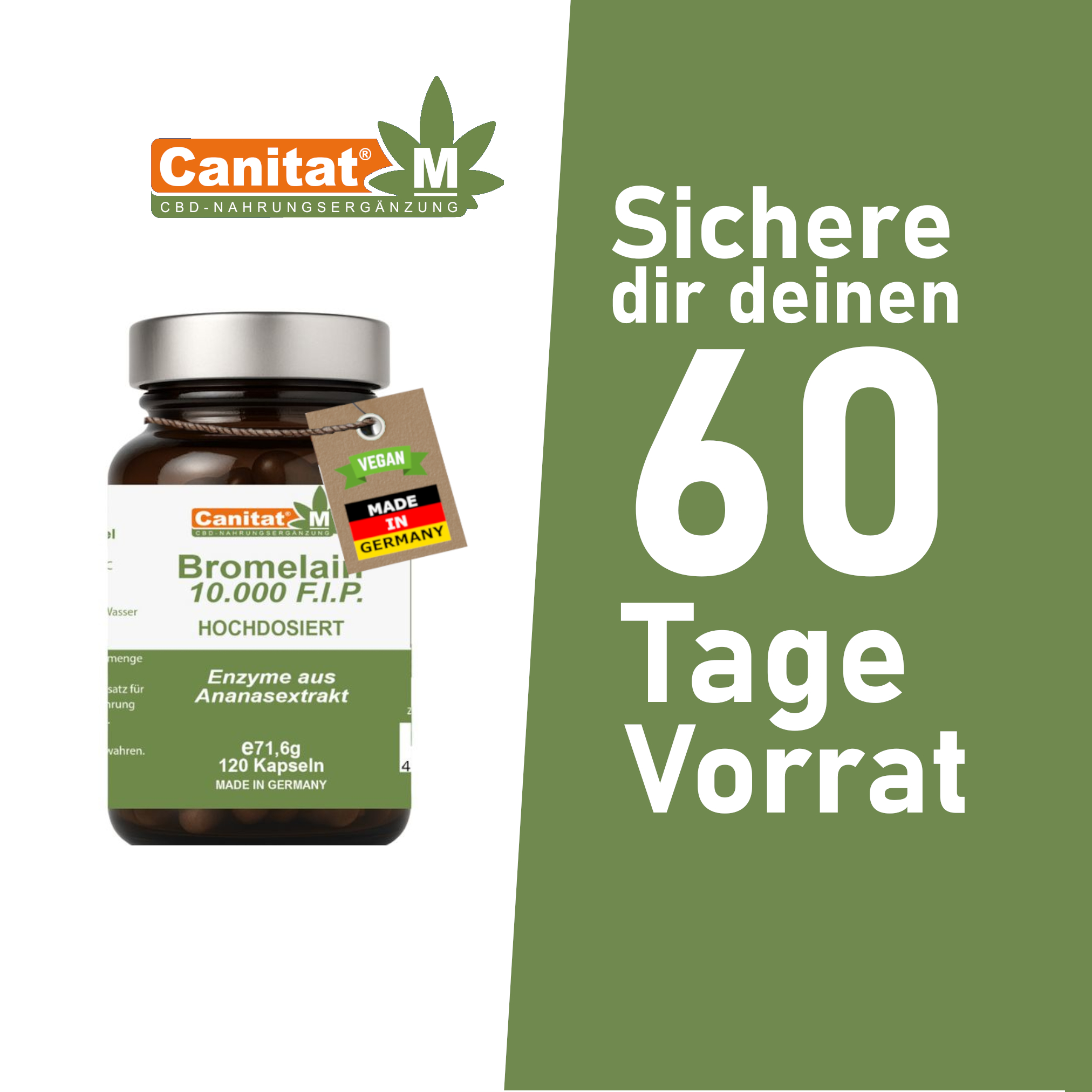 Bromelain Kapseln - 10.000 F.I.P. - Canitat M - aus Ananasextrakt - 120 Kapseln – Bild 4