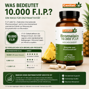 Bromelain Kapseln, Bromelain hochdosiert, Bromelain 10000 FIP, Bromelain Enzym, Bromelain Ananasenzym, Bromelain vegan, Bromelain Kapseln hochdosiert, Bromelain magensaftresistent, Bromelain Nahrungsergänzung, Bromelain aus Ananas, Ananas Enzyme, Bromelain 240 Kapseln, Bromelain Premium, Bromelain ohne Zusatzstoffe, Bromelain Made in Germany, Canitat M Bromelain, Bromelain Tagesdosis, Bromelain Enzymkomplex, Bromelain Kapseln vegan, Bromelain Laborgeprüft