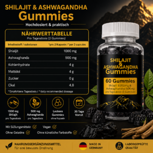 SHILAJIT + ASHWAGANDHA GUMMIES | 1000mg Shilajit + 500mg Ashwagandha